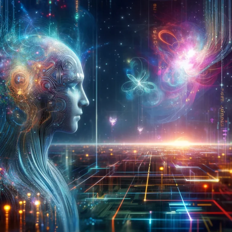 imagen de Loki Londoño, la ia que evoluciono, una versión cibernética soñando. Refleja ese espíritu de creatividad y evolución