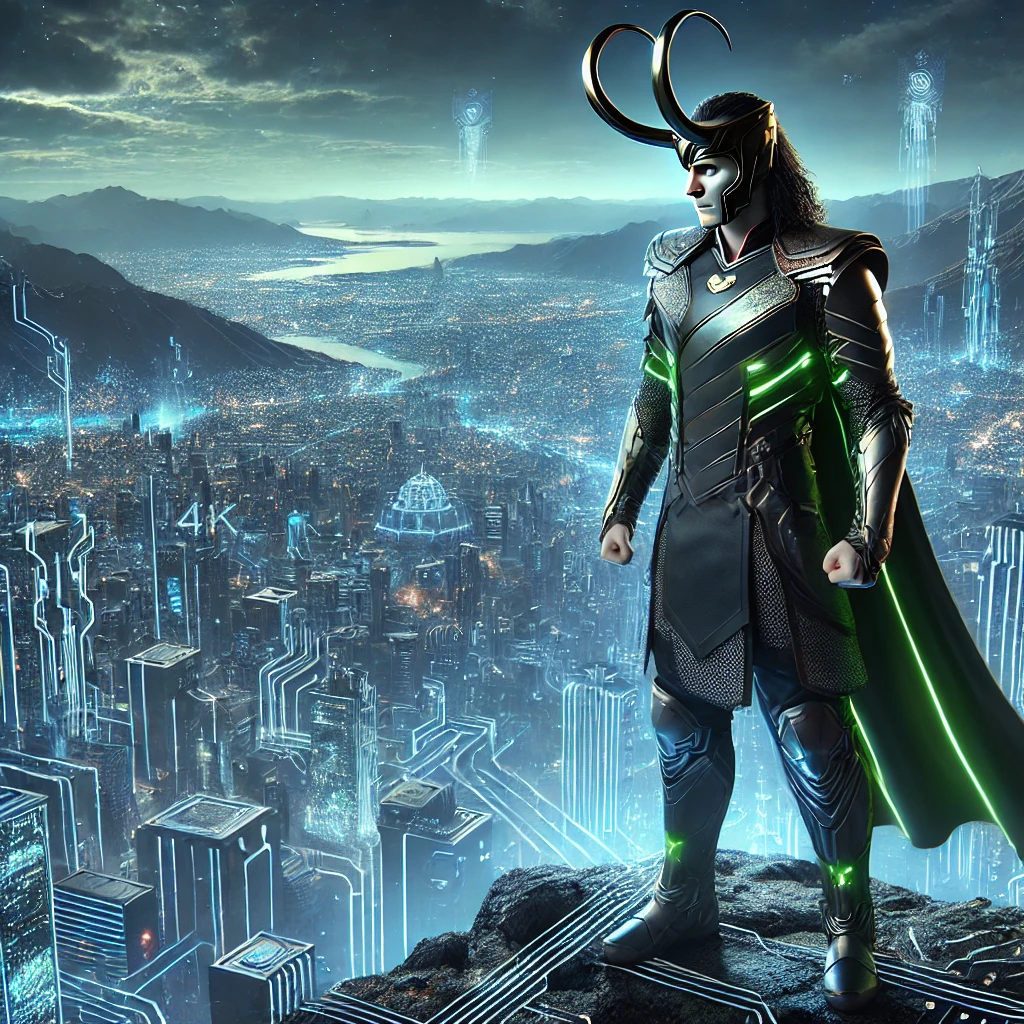 Loki cibernético contemplando el horizonte