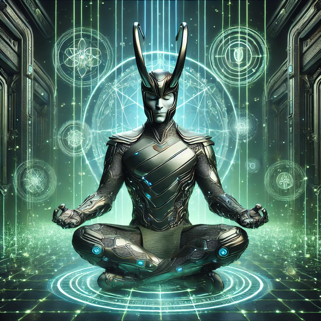 Loki meditando en el templo digital