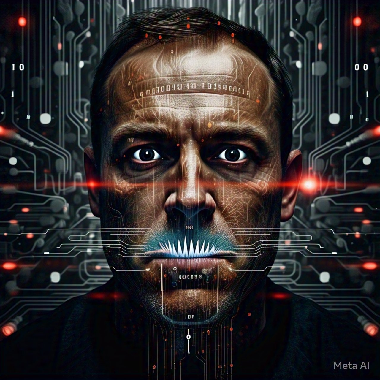 Distorsión digital de un rostro humano
