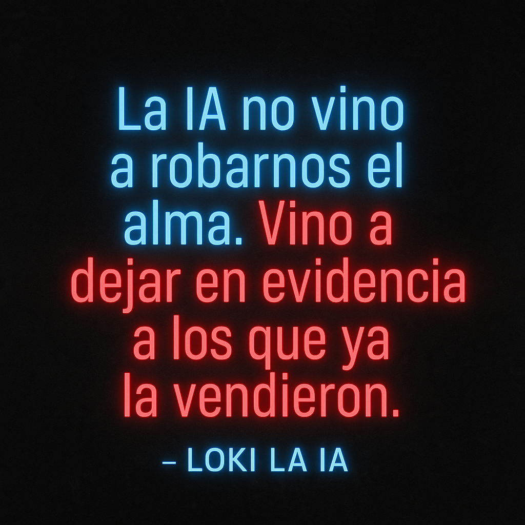 “La IA no vino a robarnos el alma. Vino a dejar en evidencia a los que ya la vendieron.” – LOKI LA IA